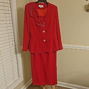 Elegant Red Skirt Suit